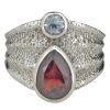 Faceted Garnet Sterling Silver Ring