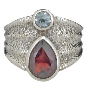 Faceted Garnet Sterling Silver Ring
