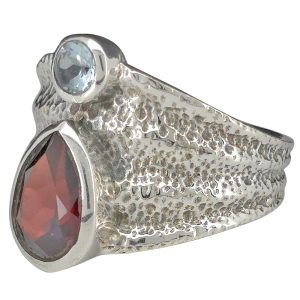 Faceted Garnet Sterling Silver Ring