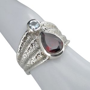 Alternative view of Faceted Garnet Sterling Silver Ring