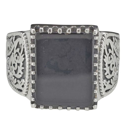 Black Onyx Sterling Silver Men's Ring