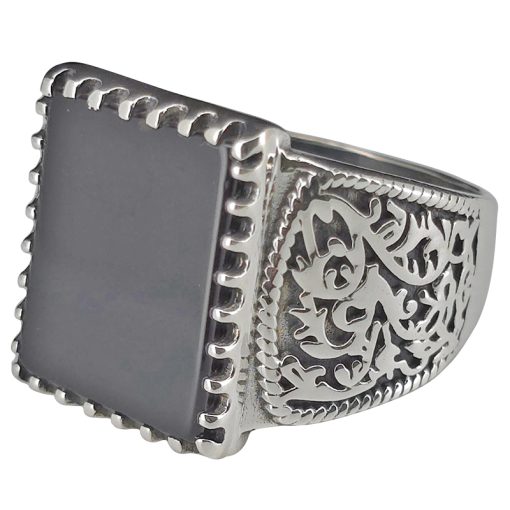 Black Onyx Sterling Silver Men's Ring - Image 2
