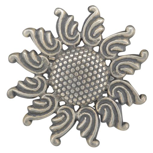 Oxidized Sterling Silver Sunflower Adjustable Ring