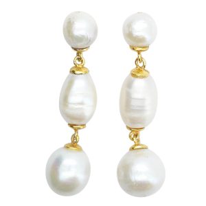 Cultured Baroque Pearl Post Dangle Earrings