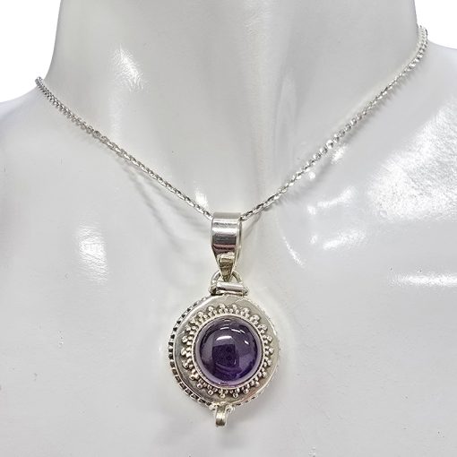 Amethyst Sterling Silver Locket Pendant - Image 2