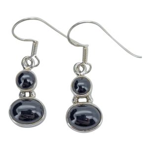 Black Onyx Sterling Silver Earrings On Hooks