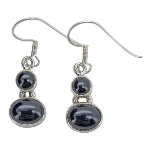 Black Onyx Sterling Silver Earrings On Hooks