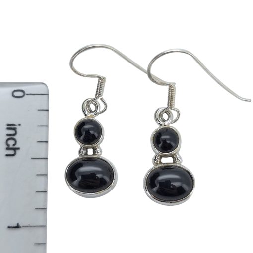 Black Onyx Sterling Silver Earrings On Hooks