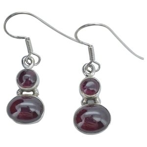 Garnet Sterling Silver Earrings On Hooks