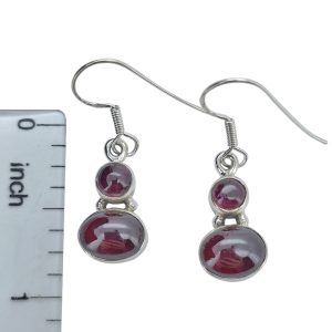 Garnet Sterling Silver Earrings On Hooks