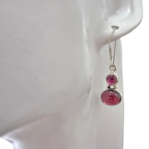 Garnet Sterling Silver Earrings On Hooks - Image 2