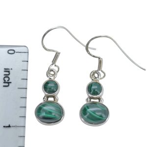 Malachite Sterling Silver Earrings On Hooks