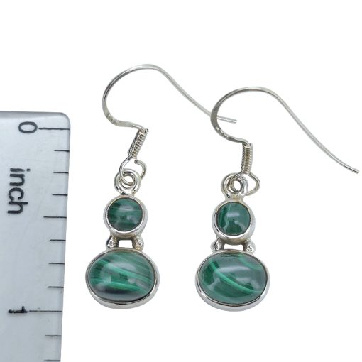 Malachite Sterling Silver Earrings On Hooks