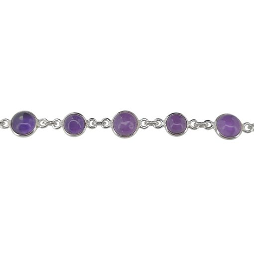 Amethyst Sterling Silver Link Bracelet