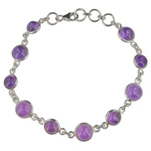 Amethyst Sterling Silver Link Bracelet