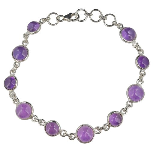 Amethyst Sterling Silver Link Bracelet