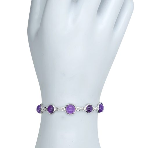 Amethyst Sterling Silver Link Bracelet - Image 2
