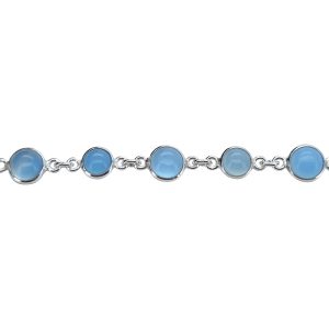 Blue Chalcedony Sterling Silver Link Bracelet
