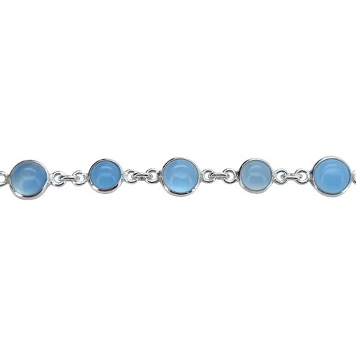 Blue Chalcedony Sterling Silver Link Bracelet