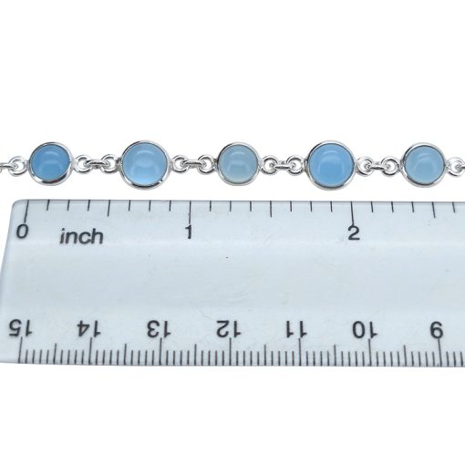 Blue Chalcedony Sterling Silver Link Bracelet - Image 3