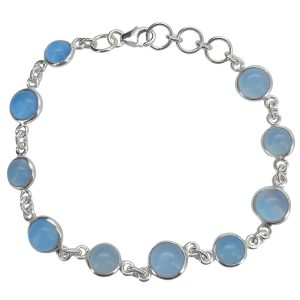 Blue Chalcedony Sterling Silver Link Bracelet