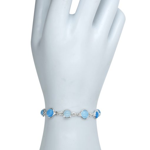 Blue Chalcedony Sterling Silver Link Bracelet - Image 2