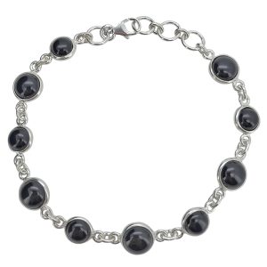 Black Onyx Sterling Silver Link Bracelet
