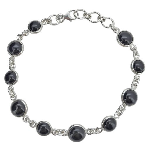 Black Onyx Sterling Silver Link Bracelet