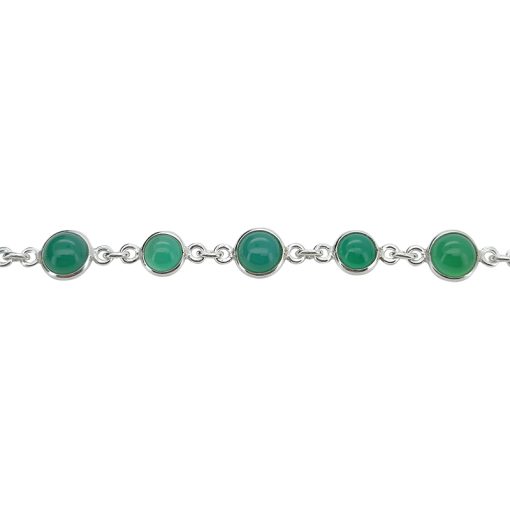 Green Onyx Sterling Silver Link Bracelet
