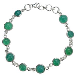 Green Onyx Sterling Silver Link Bracelet