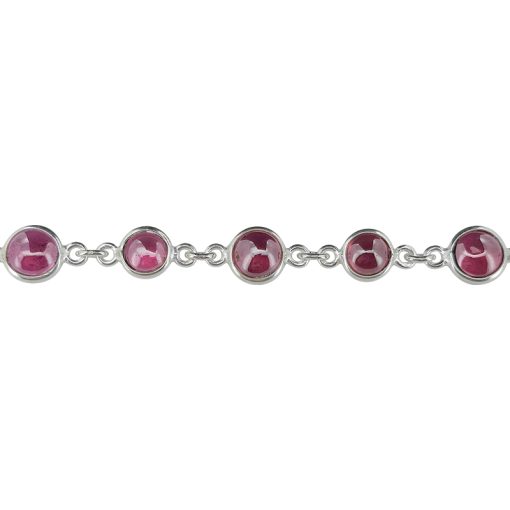 Garnet Sterling Silver Link Bracelet