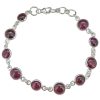 Garnet Sterling Silver Link Bracelet