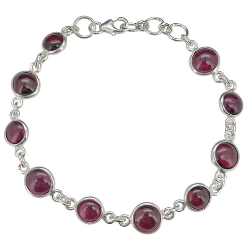 Garnet Sterling Silver Link Bracelet