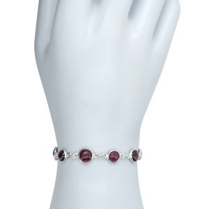 Alternative view of Garnet Sterling Silver Link Bracelet