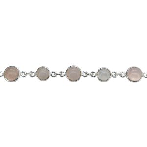 Rose Quartz Sterling Silver Link Bracelet