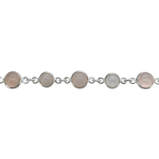 Rose Quartz Sterling Silver Link Bracelet