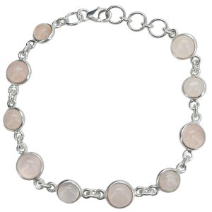 Rose Quartz Sterling Silver Link Bracelet