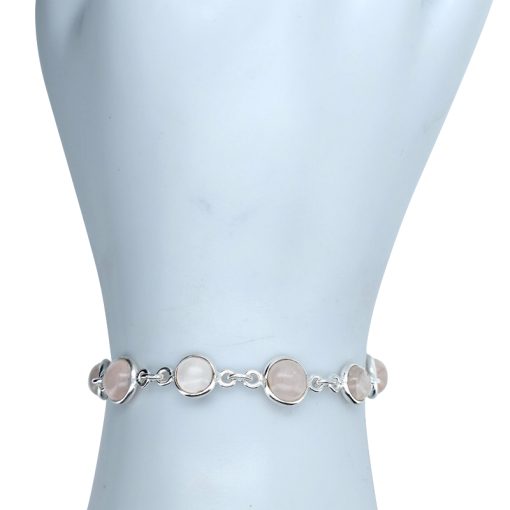 Rose Quartz Sterling Silver Link Bracelet - Image 2