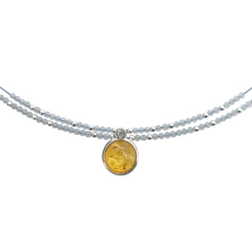 Citrine Amber / Blue Topaz Necklace and Earrings Set - Image 5