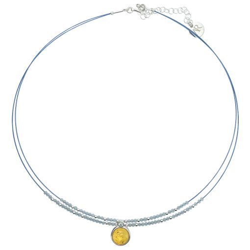 Citrine Amber / Blue Topaz Necklace and Earrings Set - Image 4