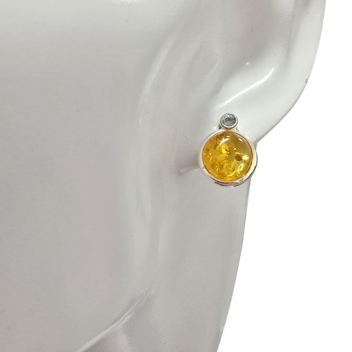 Citrine Amber / Blue Topaz Necklace and Earrings Set - Image 2