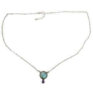 Labradorite/Amethyst Sterling Silver Necklace