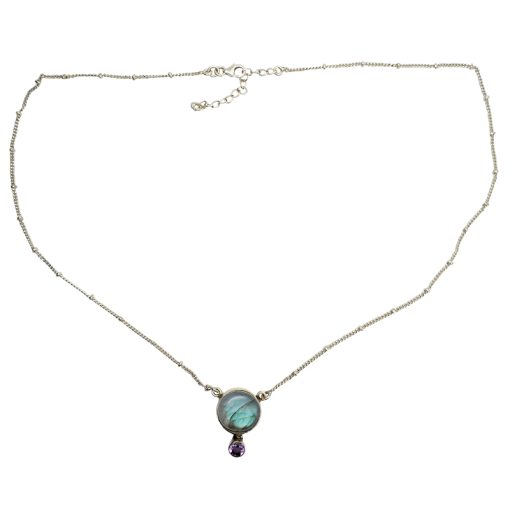 Labradorite/Amethyst Sterling Silver Necklace