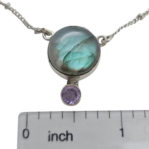 Labradorite/Amethyst Sterling Silver Necklace 20"
