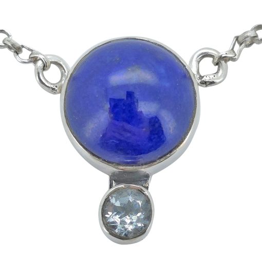 Lapis/Blue Topaz Sterling Silver Necklace 20" - Image 2