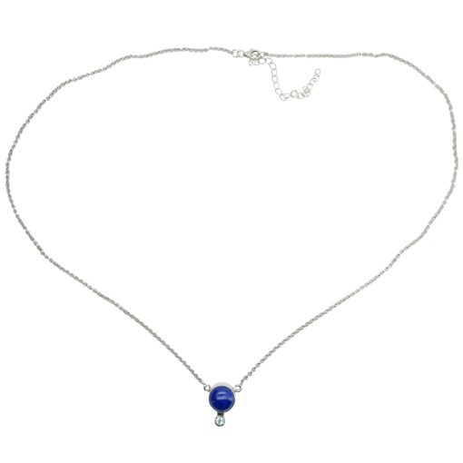 Lapis/Blue Topaz Sterling Silver Necklace 20" - Image 3