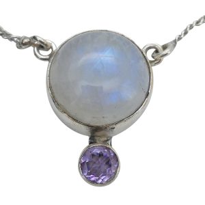 Alternative view of Moonstone/Amethyst Sterling Silver Necklace 20"