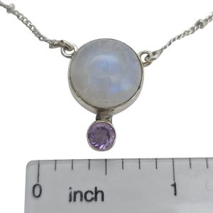 Moonstone/Amethyst Sterling Silver Necklace 20