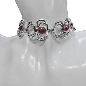 Alternative view of Cherry Amber Sterling Silver Spider Necklace