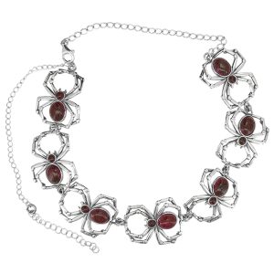 Cherry Amber Sterling Silver Spider Necklace